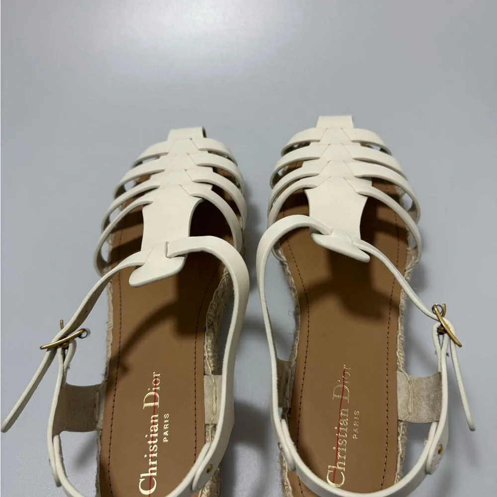 Dior Dioriviera Marine Espadrilles Sandals Leather White Women’s EU 41/US 11 - Picture 5 of 7